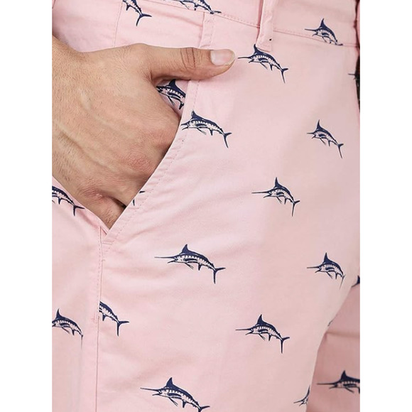 Men's Pink SWORDFISH Chino Shorts - Hudson & Barrow - Size 38 - Picture 10 of 11